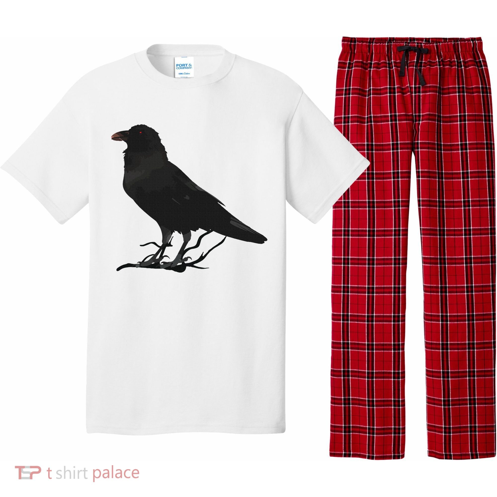 Beautiful Black Crow Raven Bird Silhouette Pajama Set