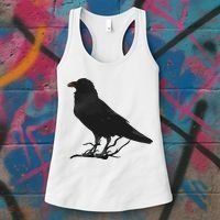 Beautiful Black Crow Raven Bird Silhouette Women's Tank Top thumb 3