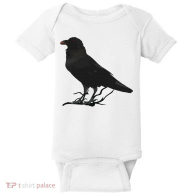 Beautiful Black Crow Raven Bird Silhouette Baby Bodysuit