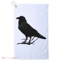 Beautiful Black Crow Raven Bird Silhouette Golf Towel thumb 0