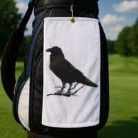 Beautiful Black Crow Raven Bird Silhouette Golf Towel thumb 2