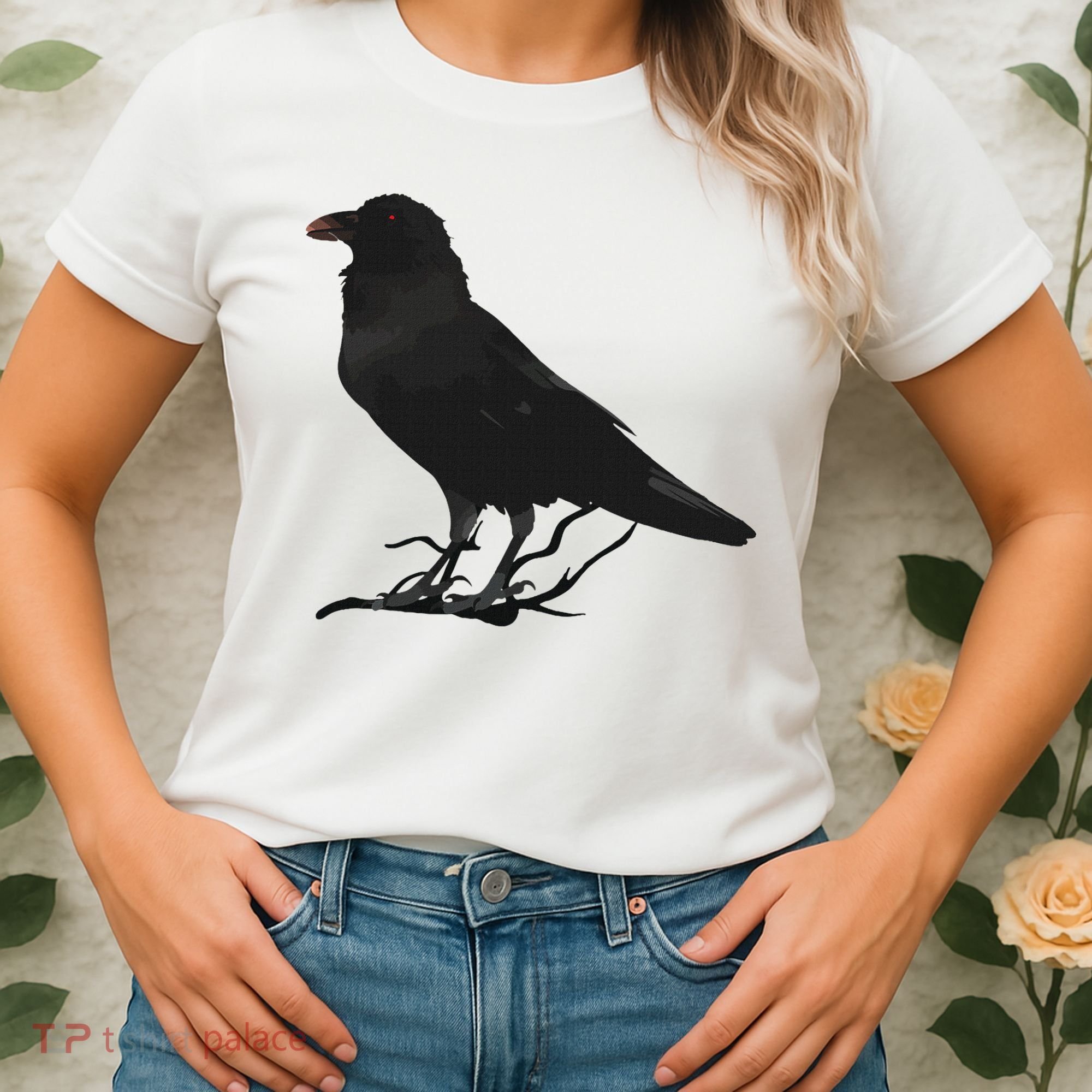 Beautiful Black Crow Raven Bird Silhouette Women's T-Shirt