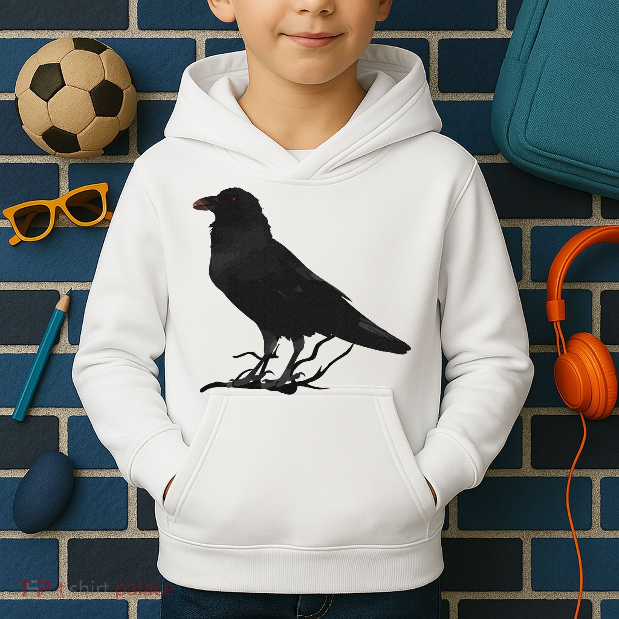 Beautiful Black Crow Raven Bird Silhouette Kids Hoodie