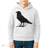 Beautiful Black Crow Raven Bird Silhouette Kids Hoodie thumb 4