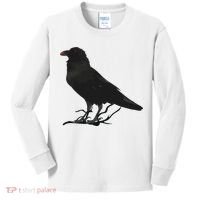 Beautiful Black Crow Raven Bird Silhouette Kids Long Sleeve Shirt thumb 0