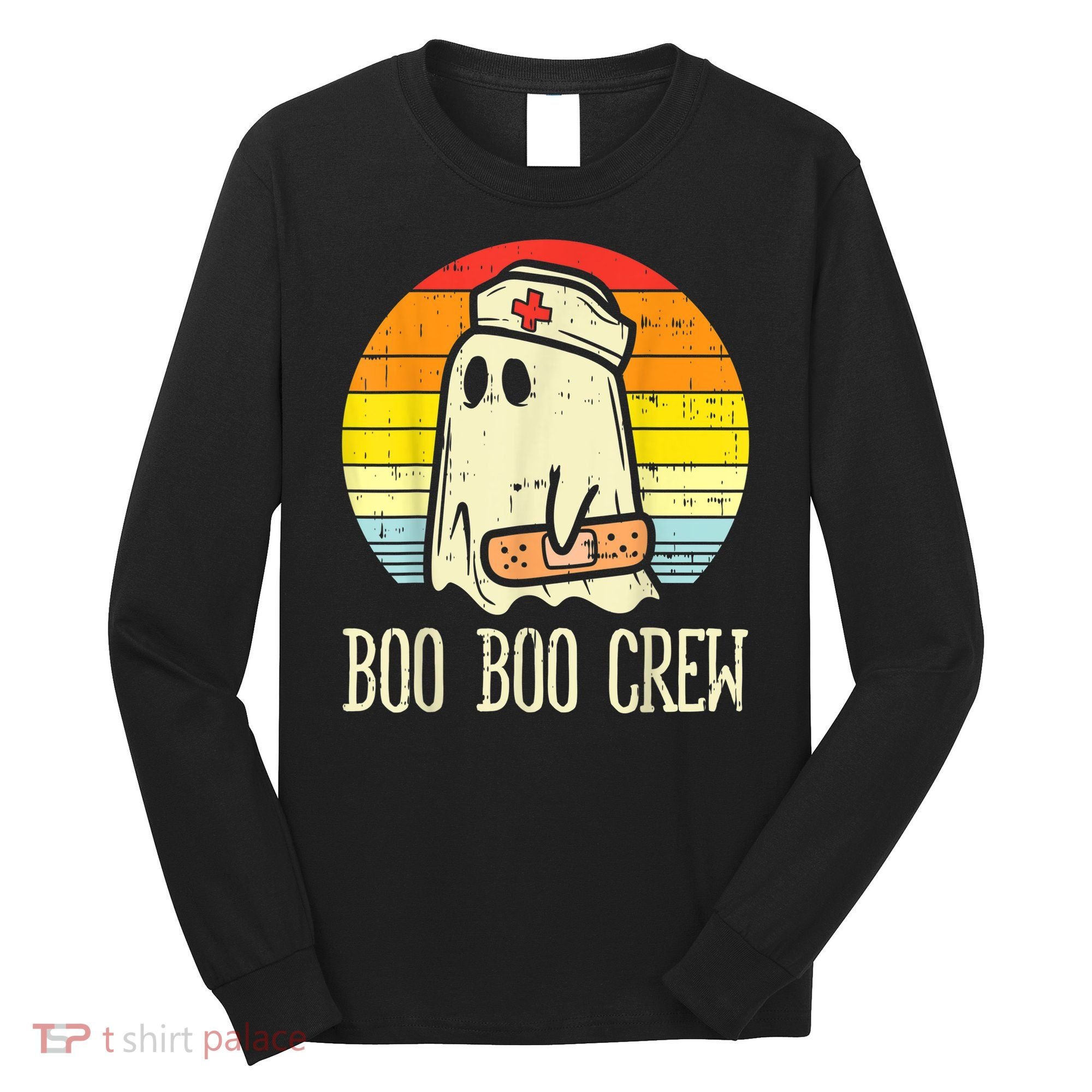 Boo Boo Crew Nurse Halloween Shirt For Nurses RN Ghost Women Long Sleeve Shirt