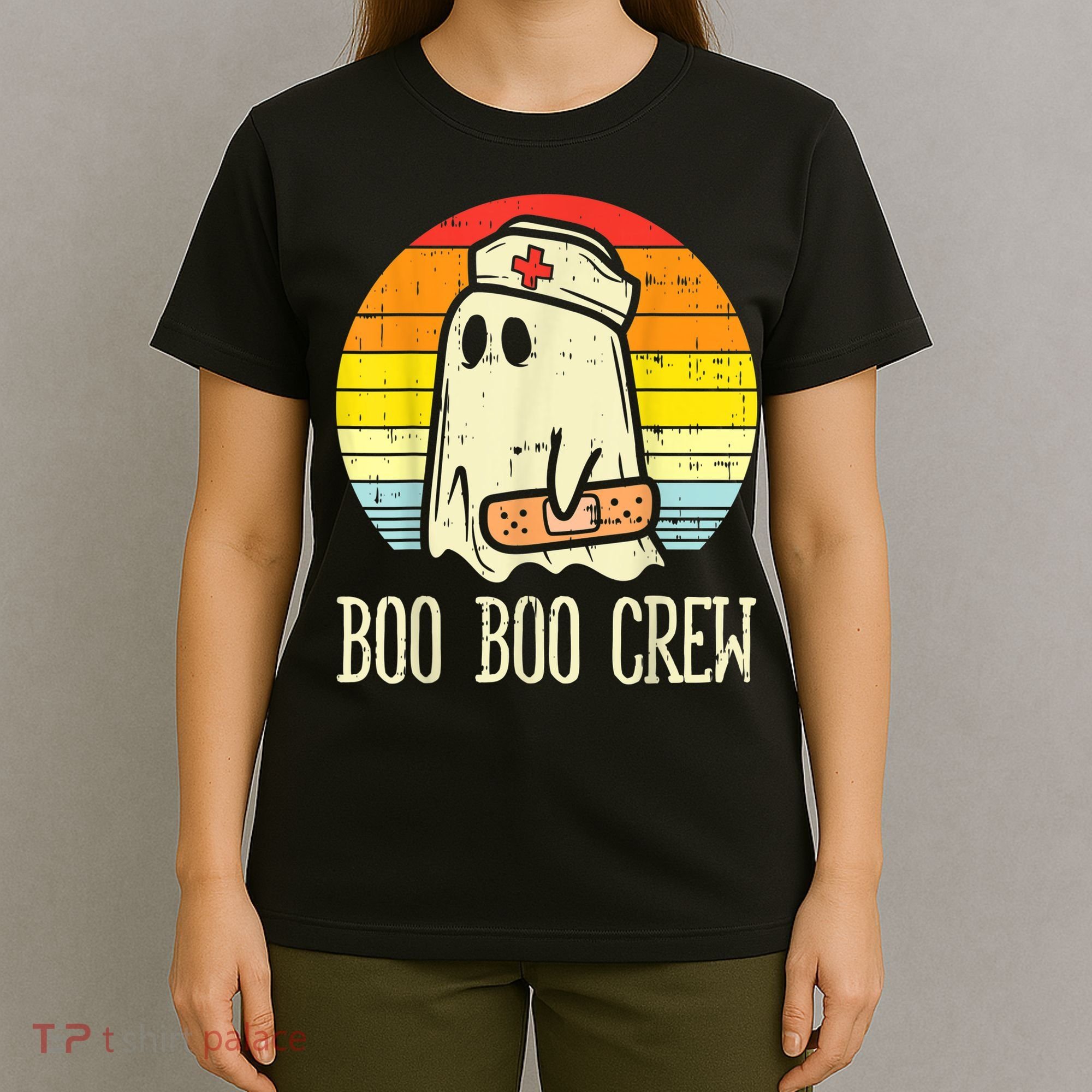 Boo Boo Crew Nurse Halloween Shirt For Nurses RN Ghost Women T-Shirt