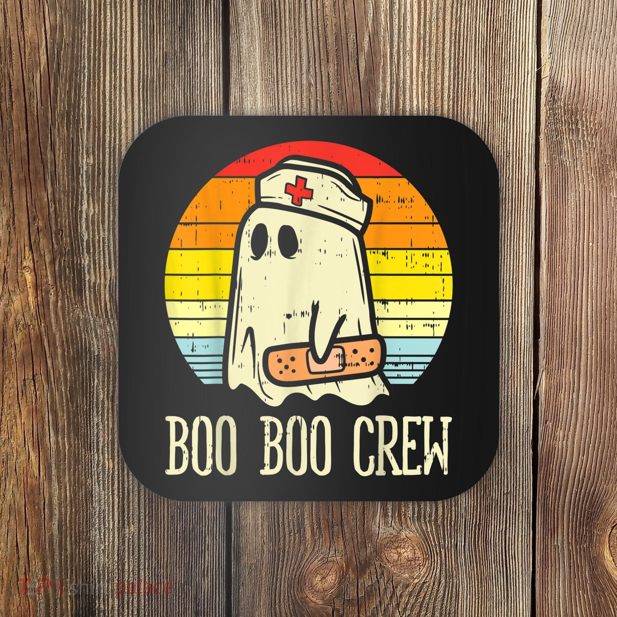 Boo Boo Crew Nurse Halloween Shirt For Nurses RN Ghost Women Coaster