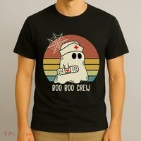 Boo Boo Crew Nurse Halloween Nurse Retro T-Shirt thumb 3