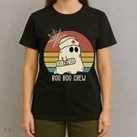 Boo Boo Crew Nurse Halloween Nurse Retro T-Shirt thumb 4