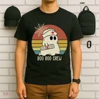 Boo Boo Crew Nurse Halloween Nurse Retro T-Shirt thumb 6