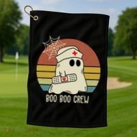 Boo Boo Crew Nurse Halloween Nurse Retro Golf Towel thumb 1