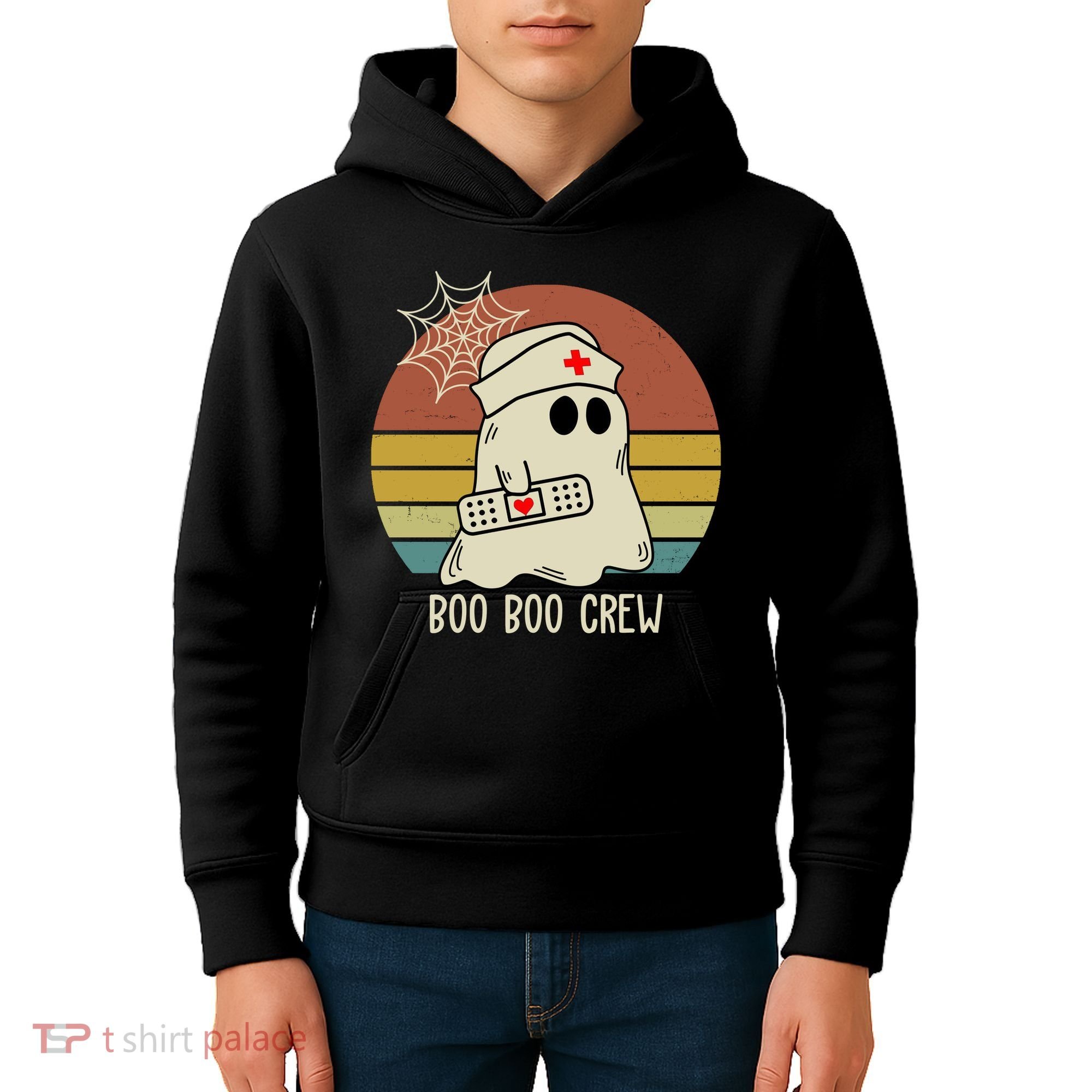 Boo Boo Crew Nurse Halloween Nurse Retro Kids Hoodie