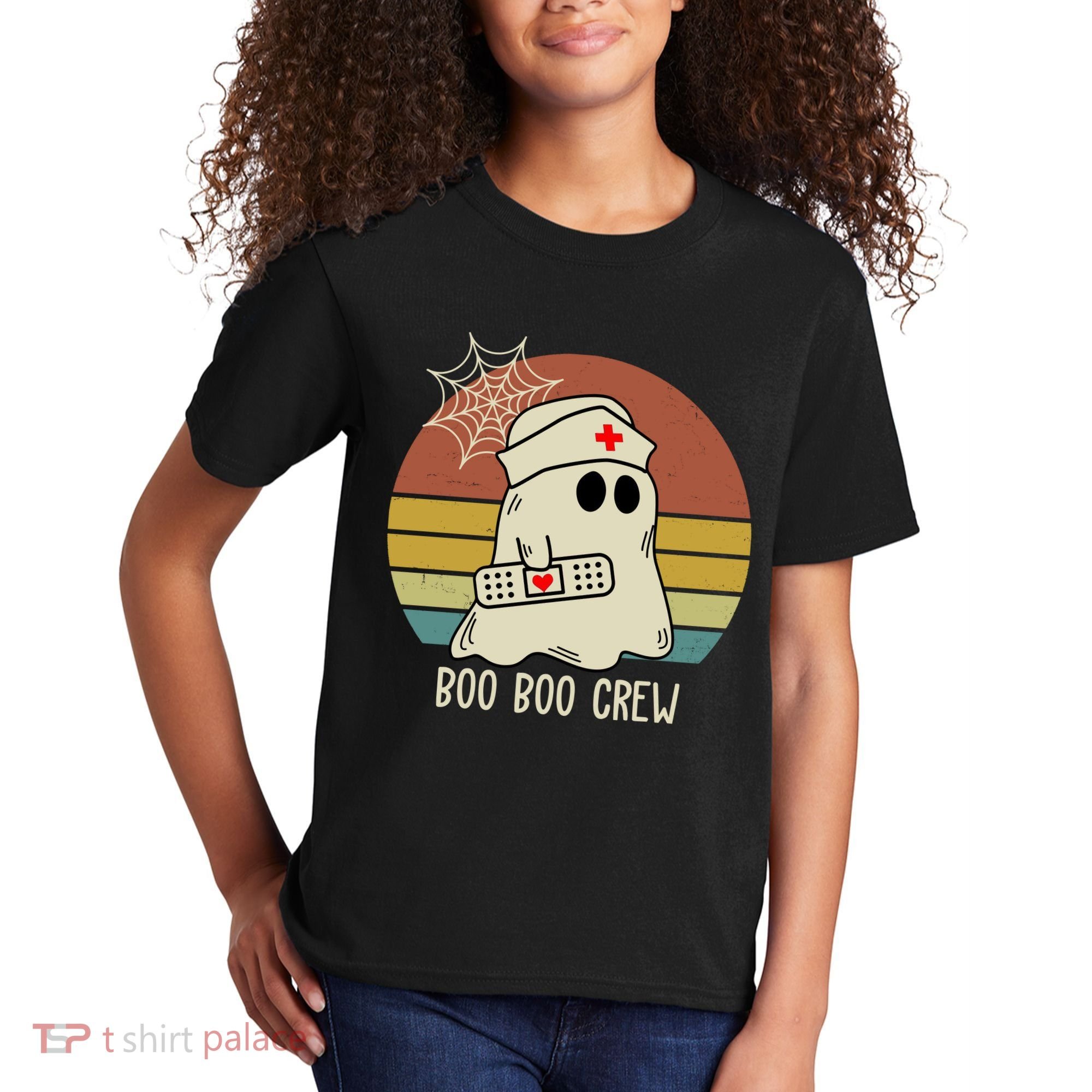 Boo Boo Crew Nurse Halloween Nurse Retro Kids T-Shirt