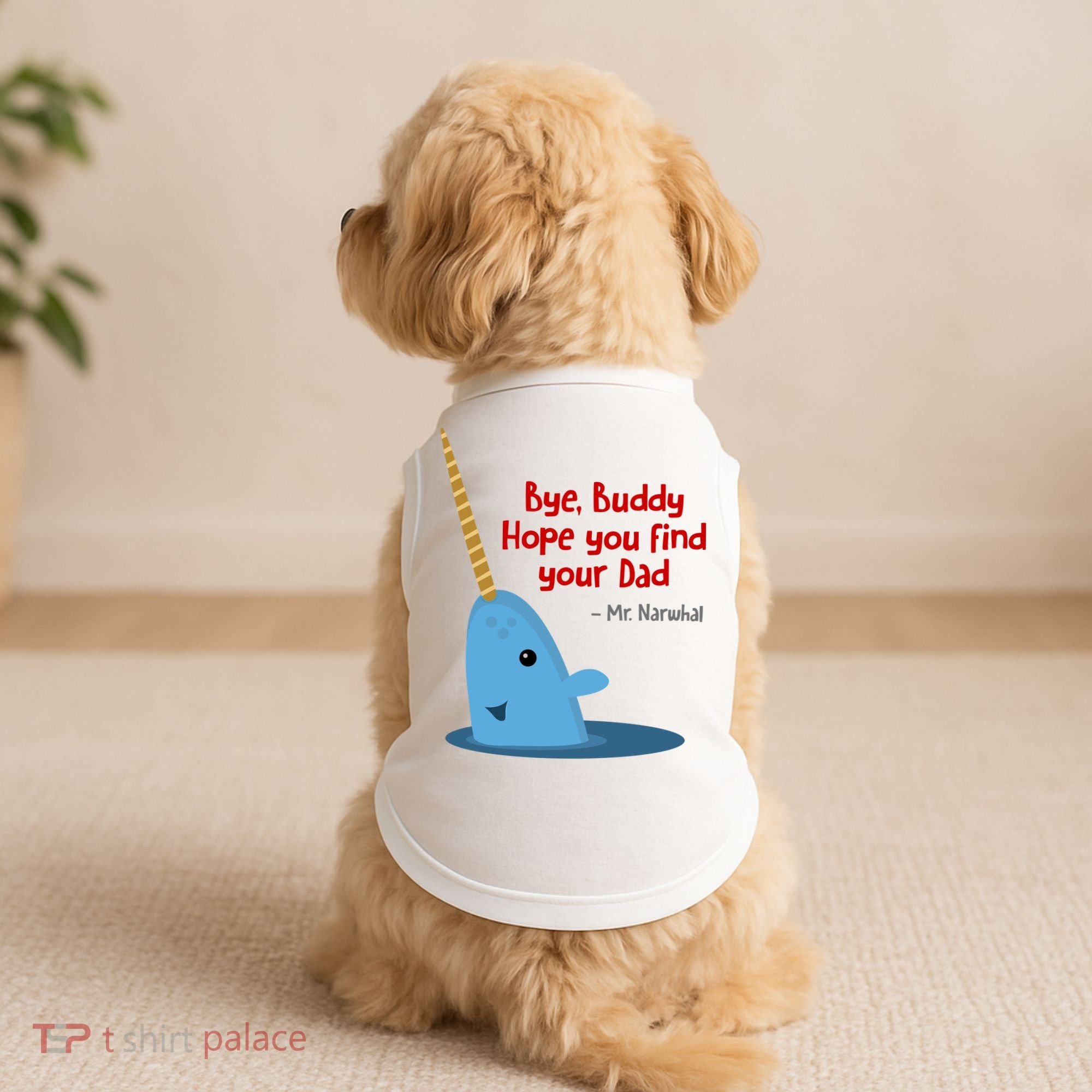 Bye Buddy Christmas  Hope You Find Your Dad Elf Narwhal Doggie Tank