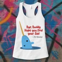 Bye Buddy Christmas  Hope You Find Your Dad Elf Narwhal Women's Tank Top thumb 3