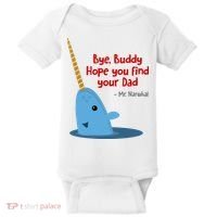 Bye Buddy Christmas  Hope You Find Your Dad Elf Narwhal Baby Bodysuit thumb 0