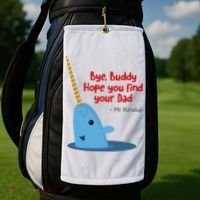 Bye Buddy Christmas  Hope You Find Your Dad Elf Narwhal Golf Towel thumb 2