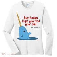 Bye Buddy Christmas  Hope You Find Your Dad Elf Narwhal Women's Long Sleeve Shirt thumb 0