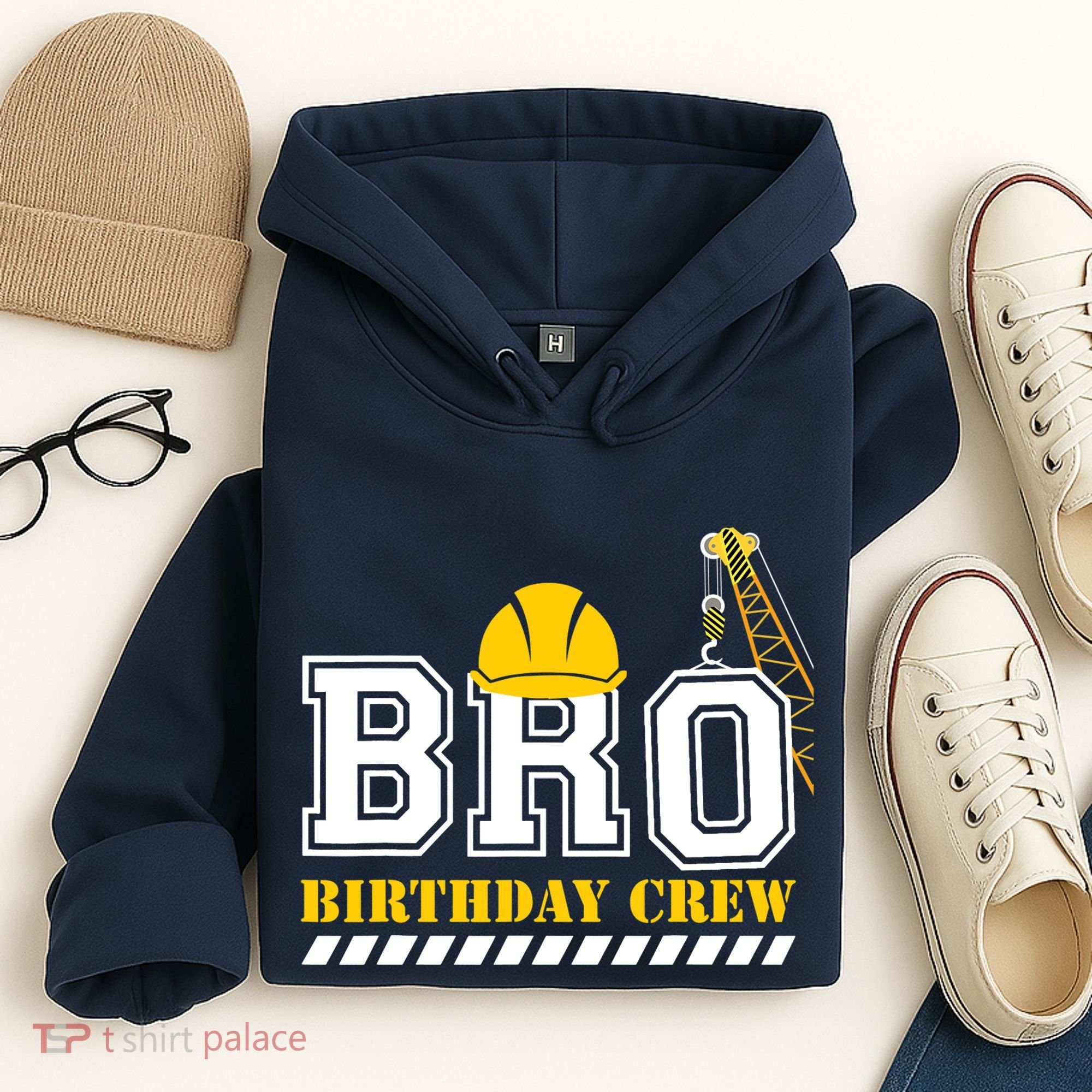 Brother Birthday Crew Construction Birthday Party Hoodie