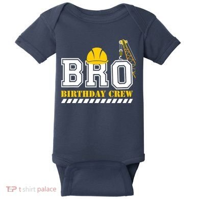 Brother Birthday Crew Construction Birthday Party Baby Bodysuit