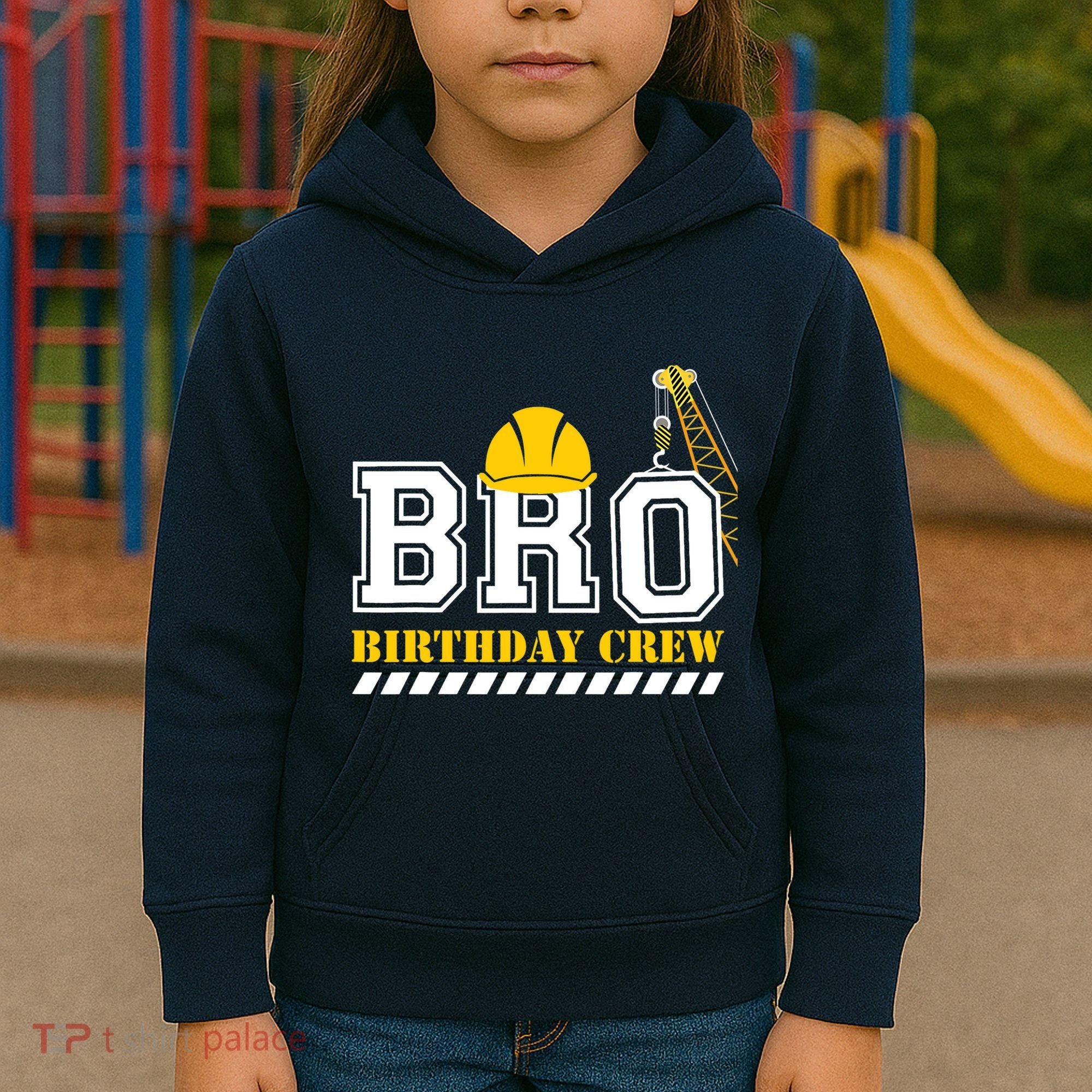 Brother Birthday Crew Construction Birthday Party Kids Hoodie