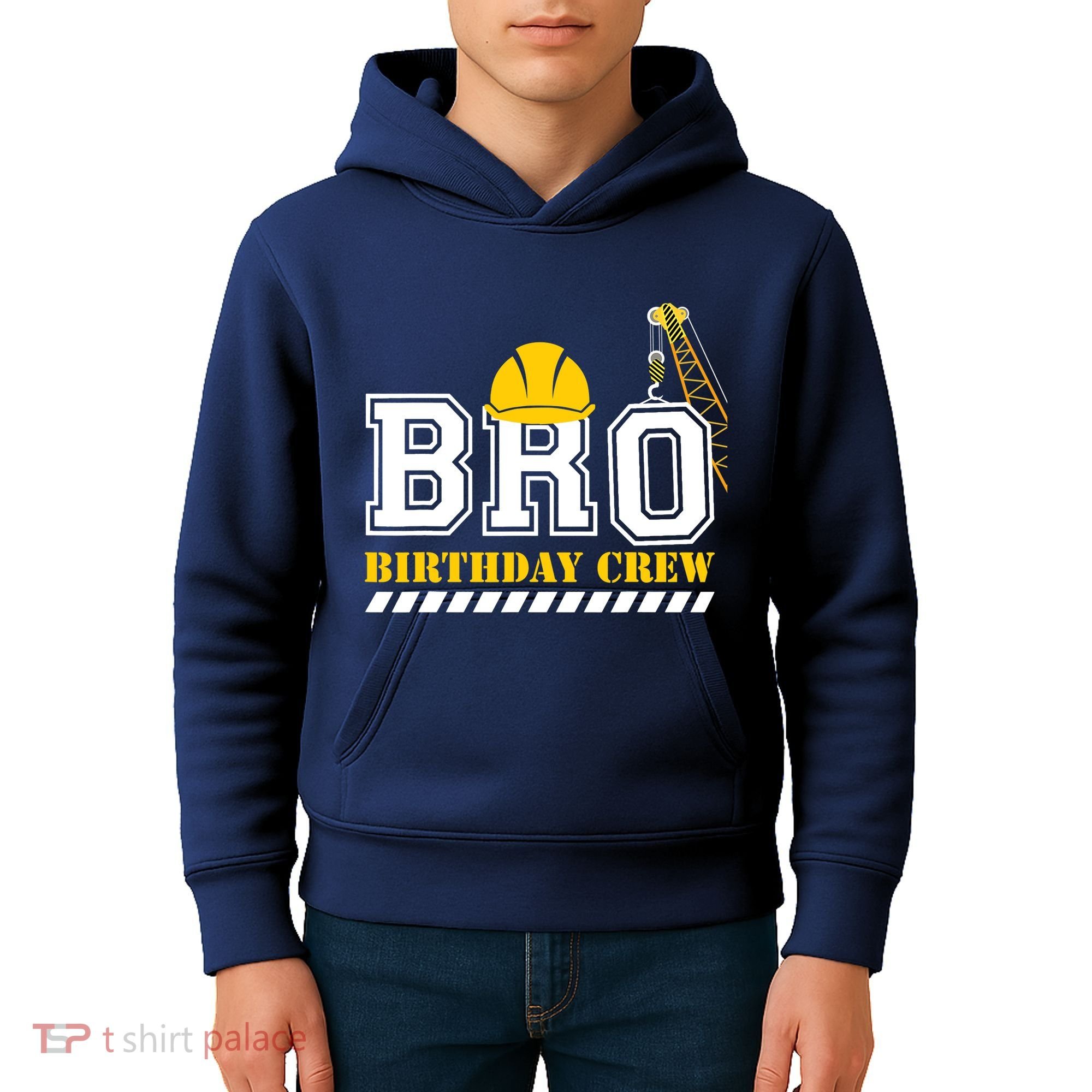 Brother Birthday Crew Construction Birthday Party Kids Hoodie