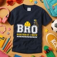Brother Birthday Crew Construction Birthday Party Kids T-Shirt thumb 3