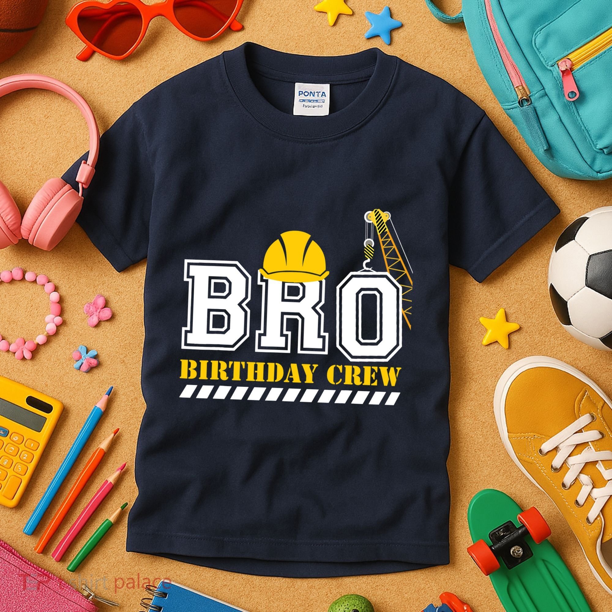Brother Birthday Crew Construction Birthday Party Kids T-Shirt