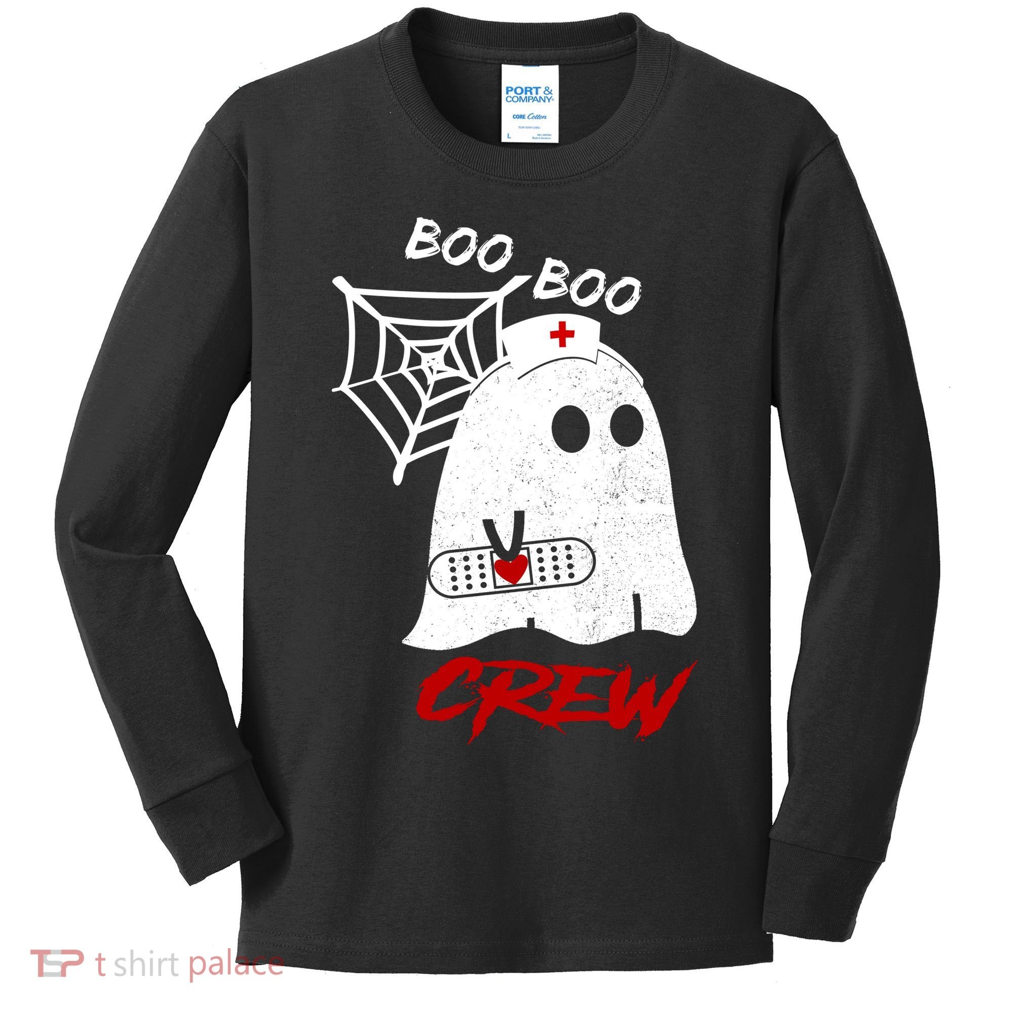 Boo Boo Crew Nurse Ghoost Kids Long Sleeve Shirt