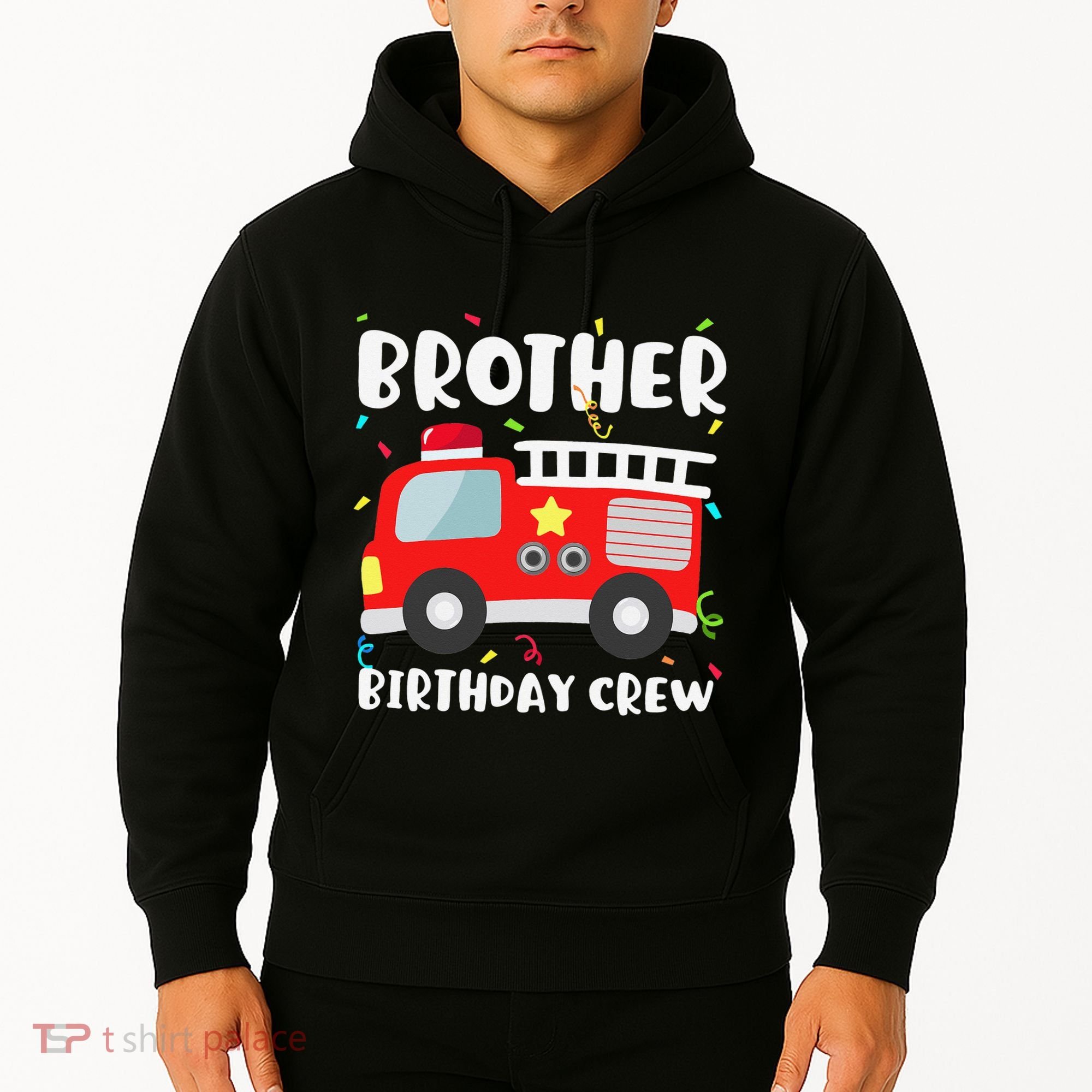 Brother Birthday Crew Fire Truck Party Firefighter Hoodie