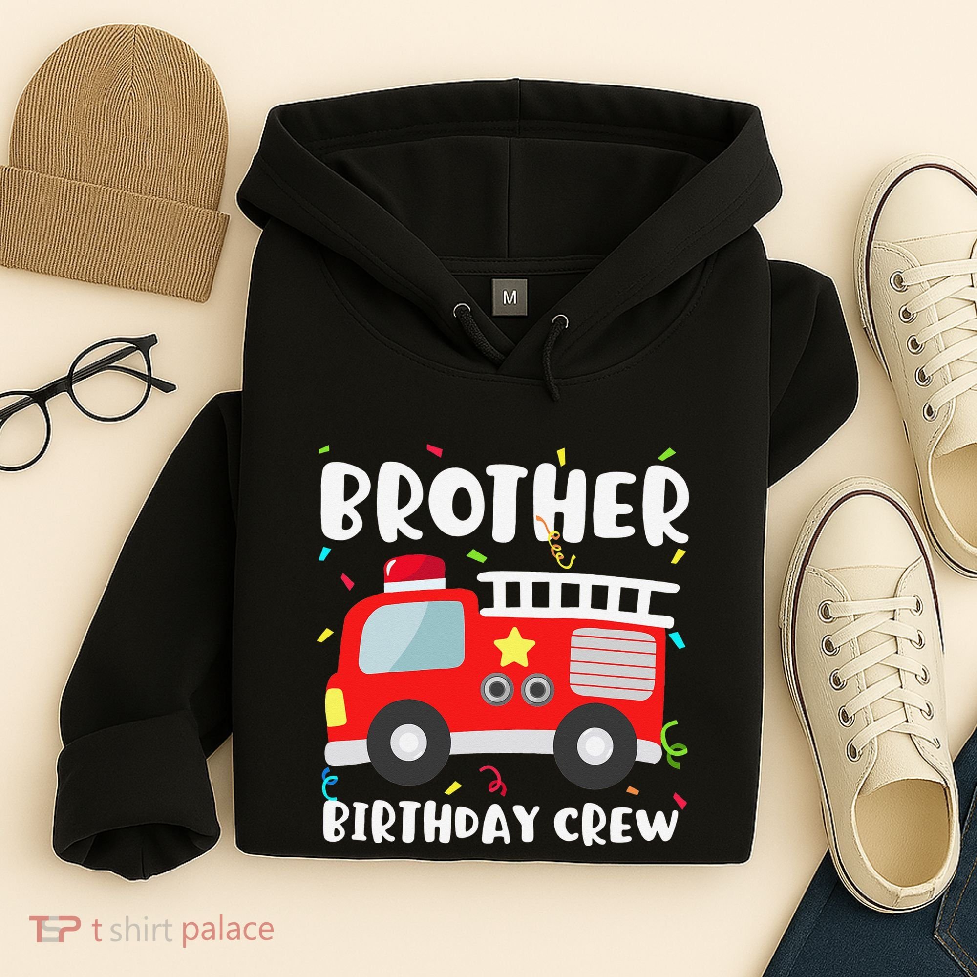 Brother Birthday Crew Fire Truck Party Firefighter Hoodie