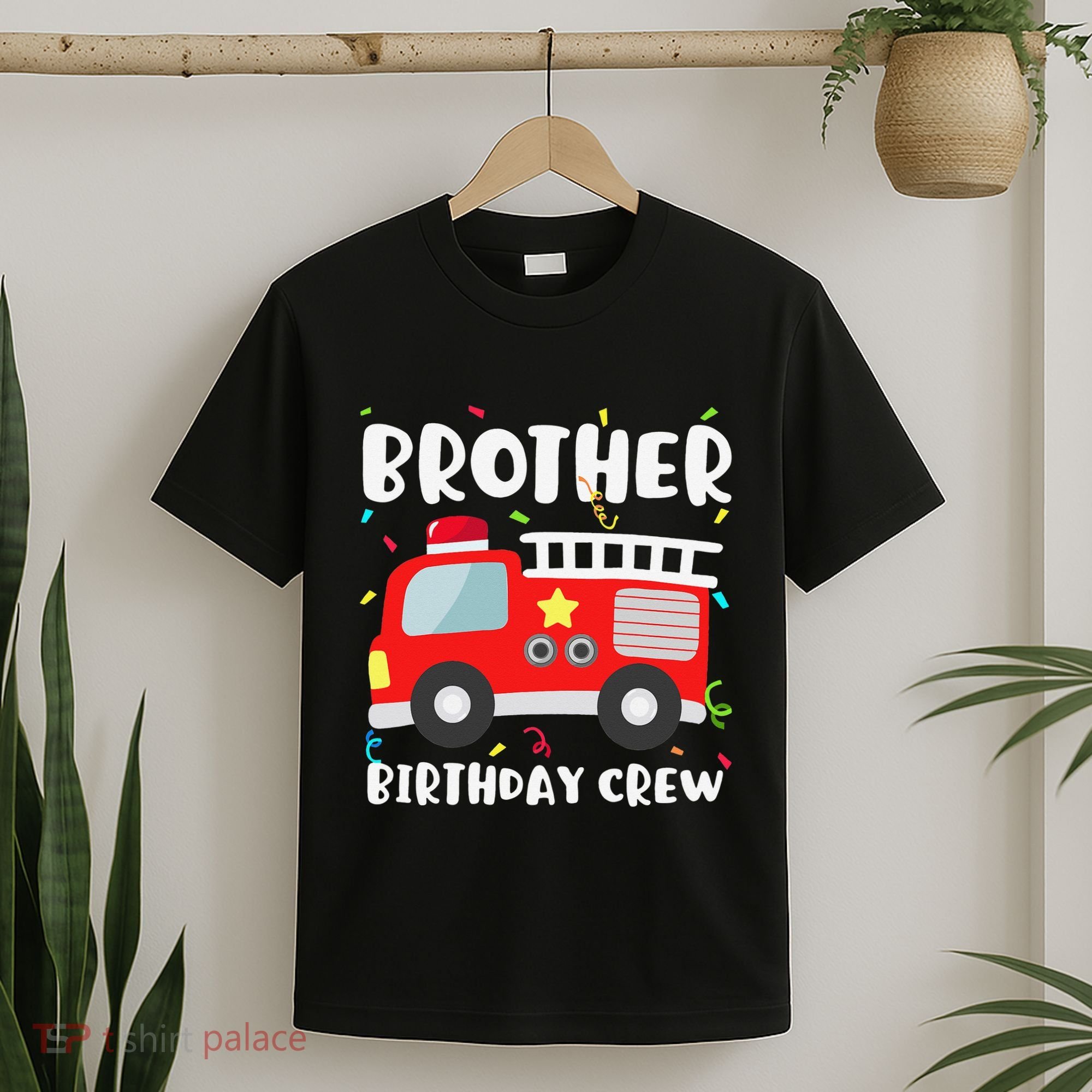 Brother Birthday Crew Fire Truck Party Firefighter T-Shirt