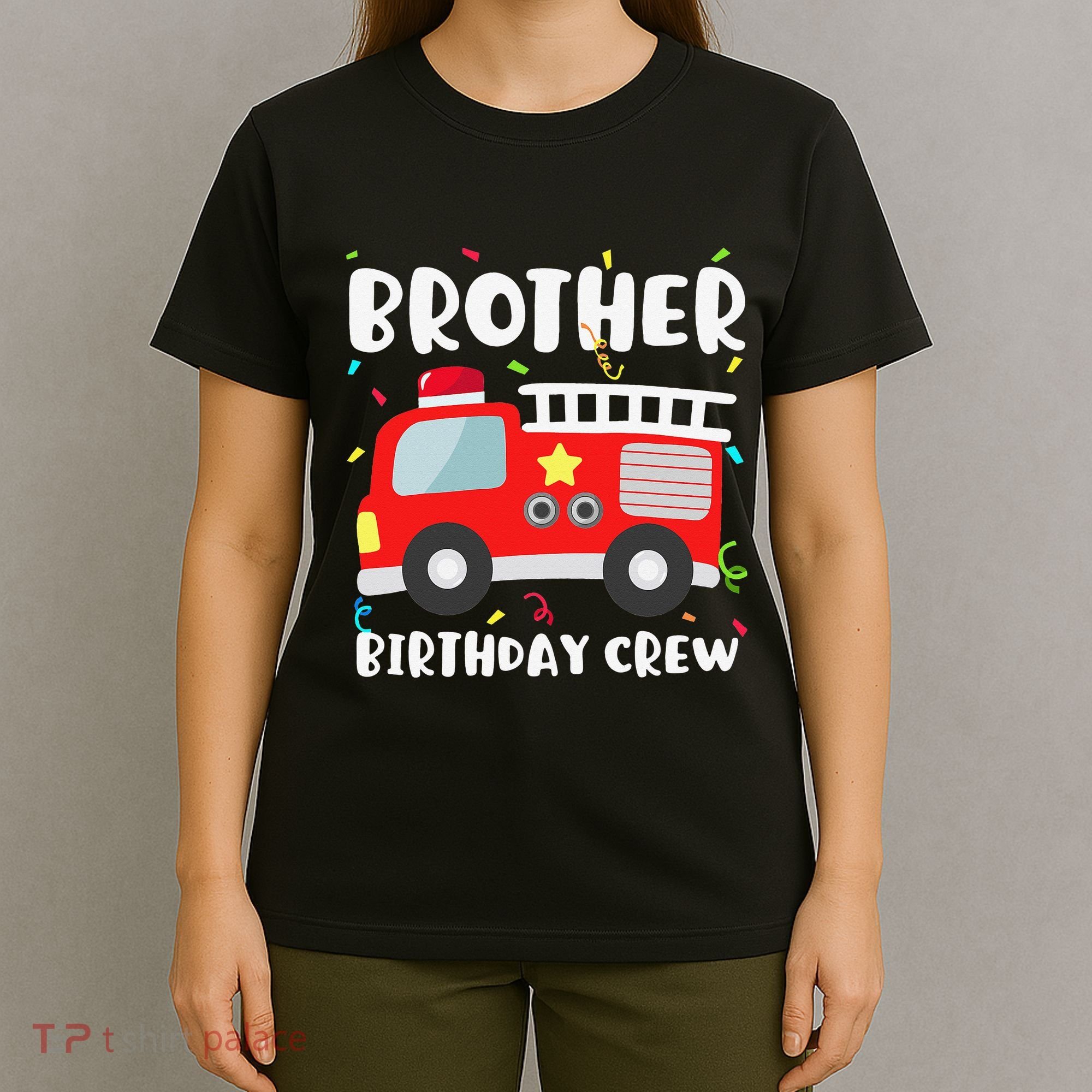 Brother Birthday Crew Fire Truck Party Firefighter T-Shirt
