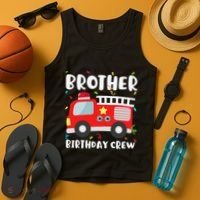 Brother Birthday Crew Fire Truck Party Firefighter Tank Top thumb 4
