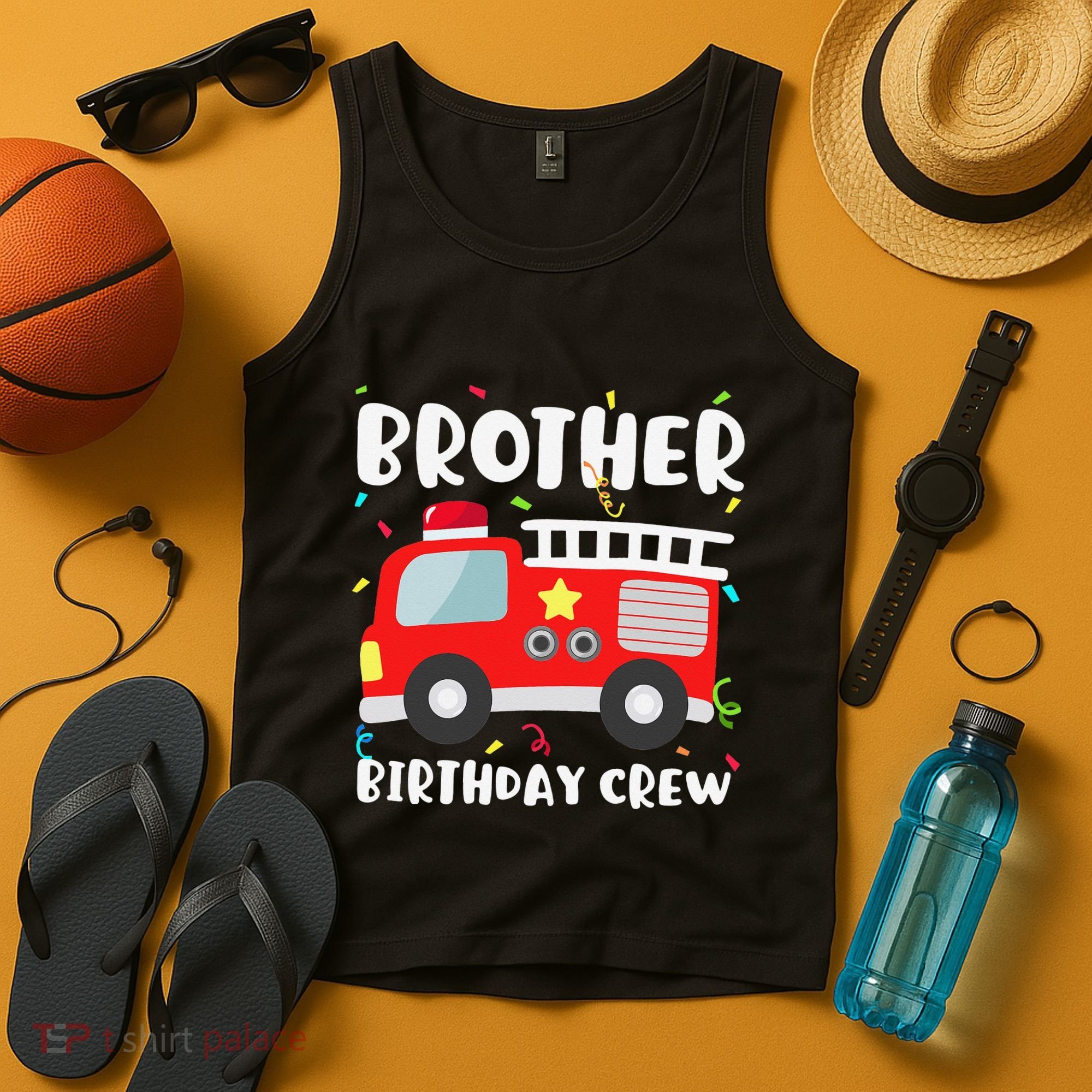 Brother Birthday Crew Fire Truck Party Firefighter Tank Top