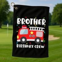 Brother Birthday Crew Fire Truck Party Firefighter Golf Towel thumb 1