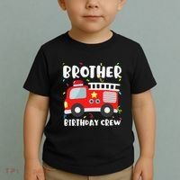 Brother Birthday Crew Fire Truck Party Firefighter Toddler T-Shirt thumb 2