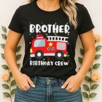Brother Birthday Crew Fire Truck Party Firefighter Women's T-Shirt thumb 2