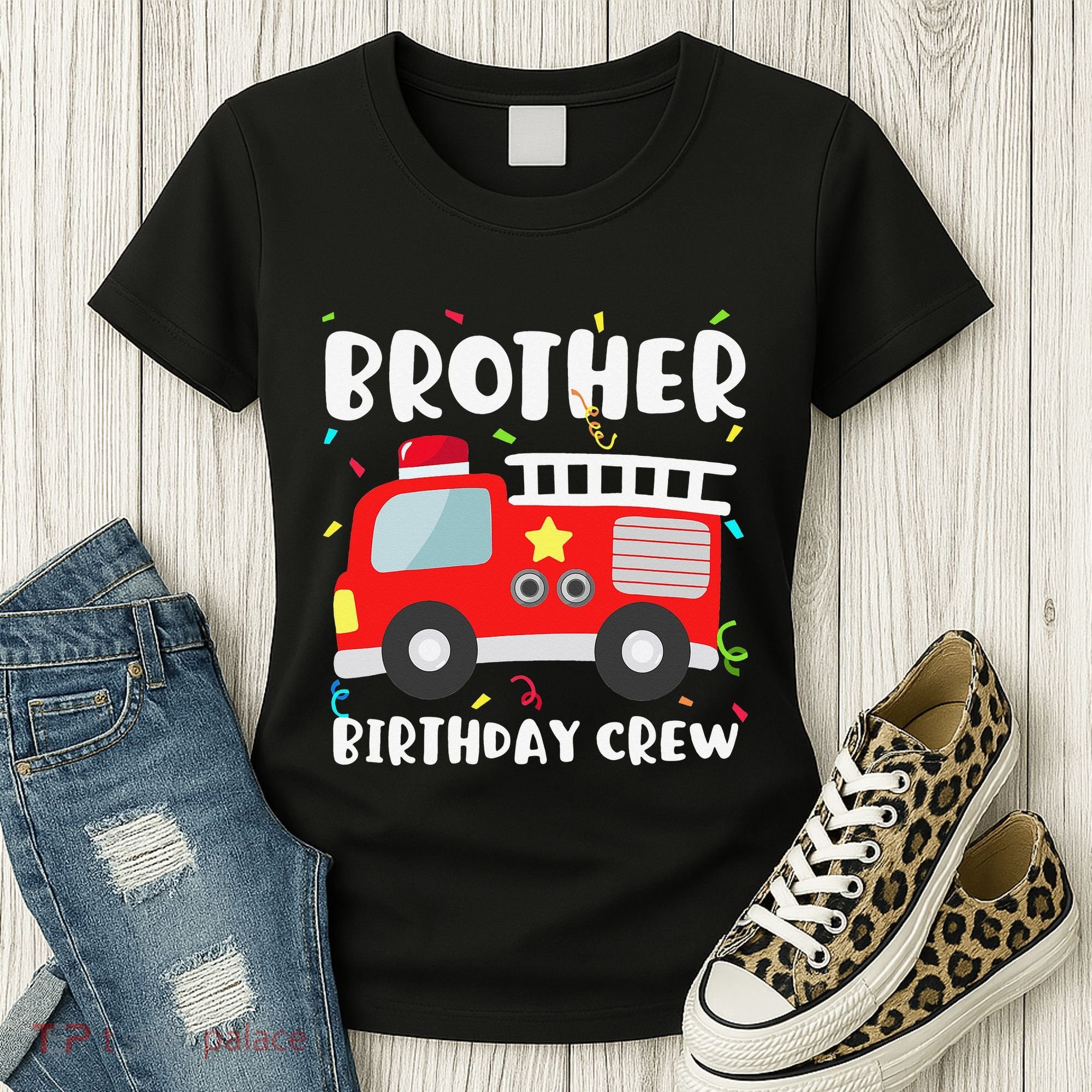 Brother Birthday Crew Fire Truck Party Firefighter Women's T-Shirt