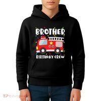 Brother Birthday Crew Fire Truck Party Firefighter Kids Hoodie thumb 4
