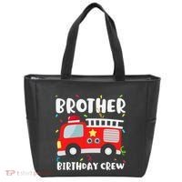 Brother Birthday Crew Fire Truck Party Firefighter Tote Bag thumb 0