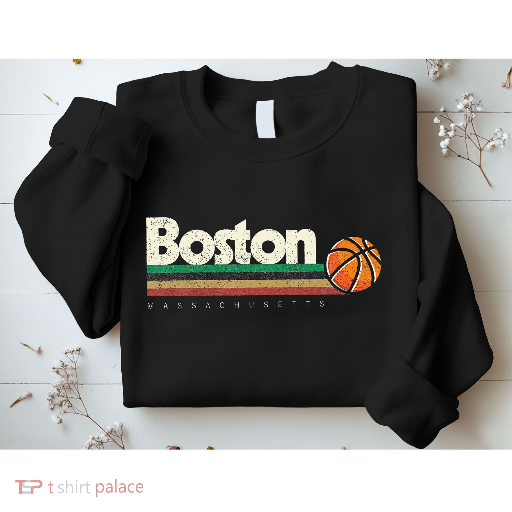 Basketball Boston City Bball Retro Stripes Sweatshirt