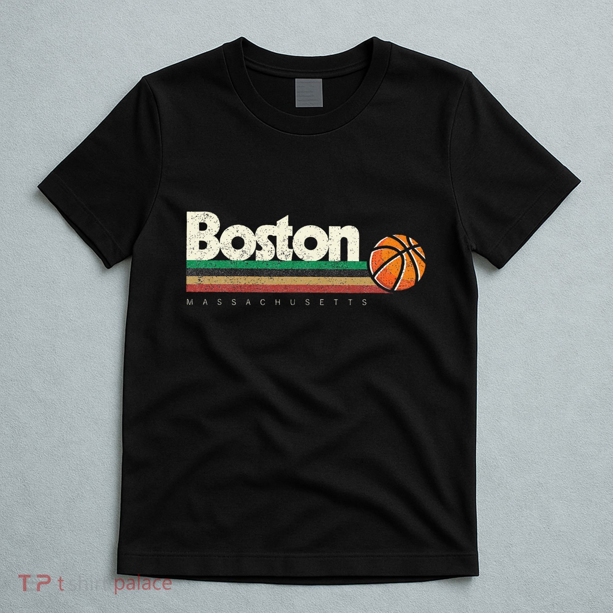 Basketball Boston City Bball Retro Stripes T-Shirt