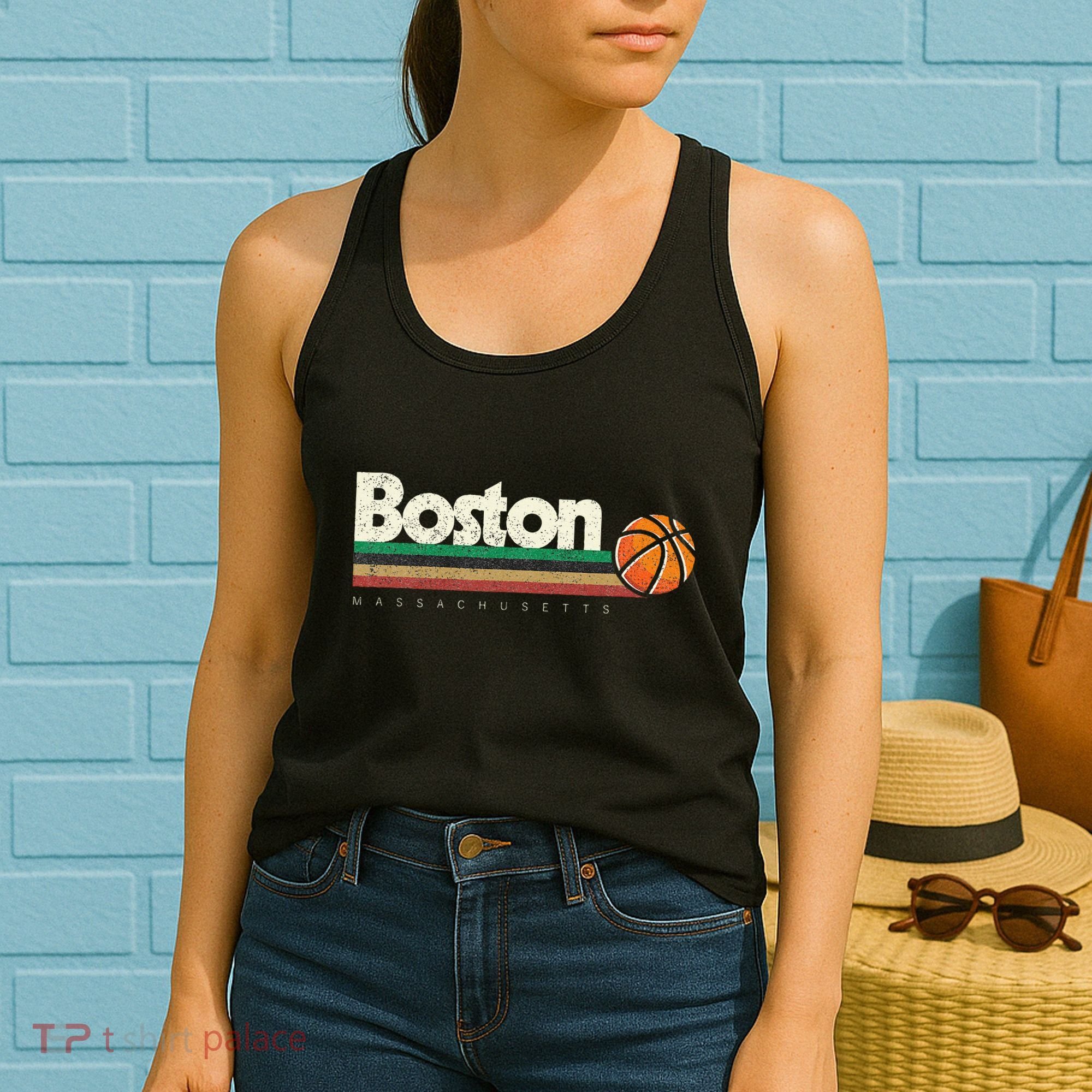 Basketball Boston City Bball Retro Stripes Women's Tank Top