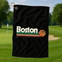 Basketball Boston City Bball Retro Stripes Golf Towel thumb 1