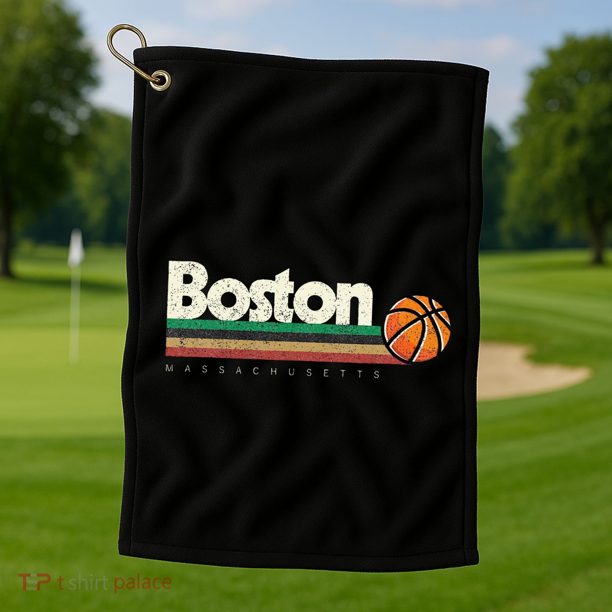 Basketball Boston City Bball Retro Stripes Golf Towel