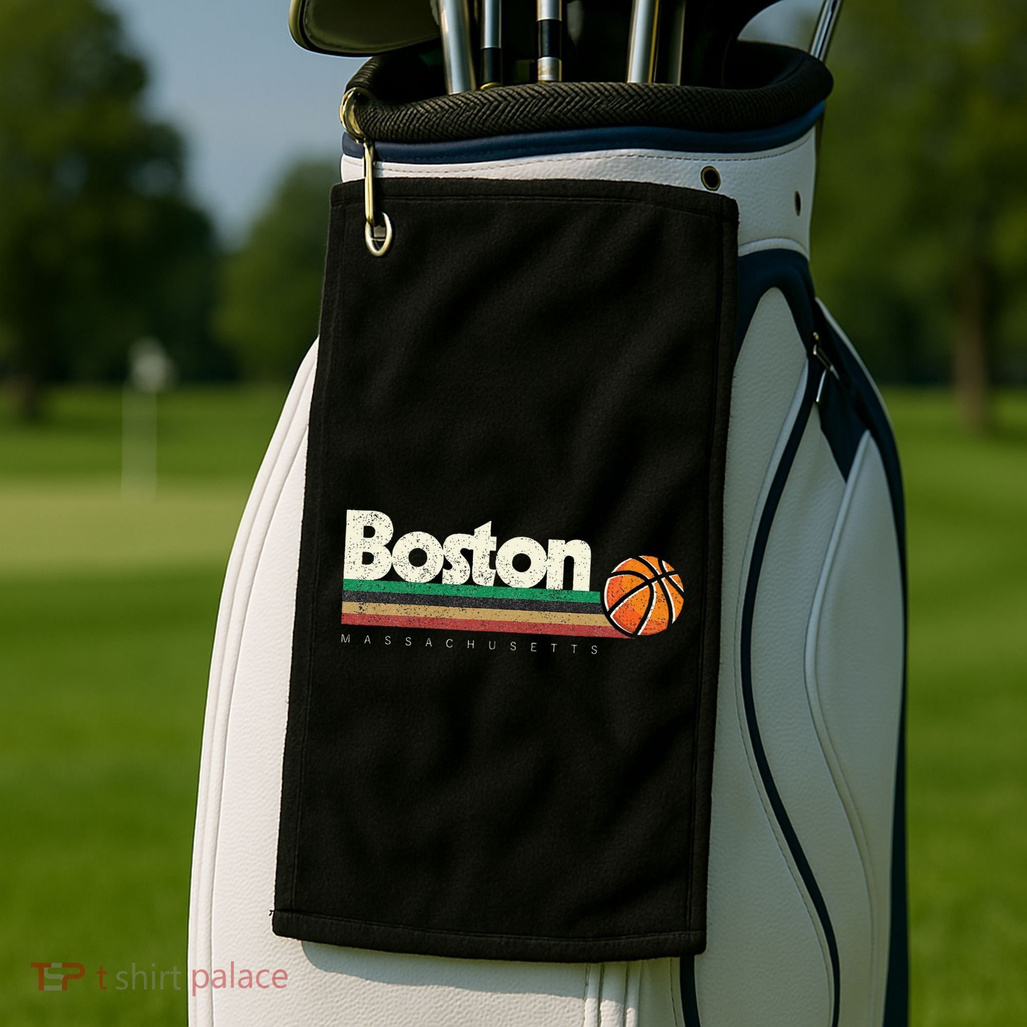 Basketball Boston City Bball Retro Stripes Golf Towel
