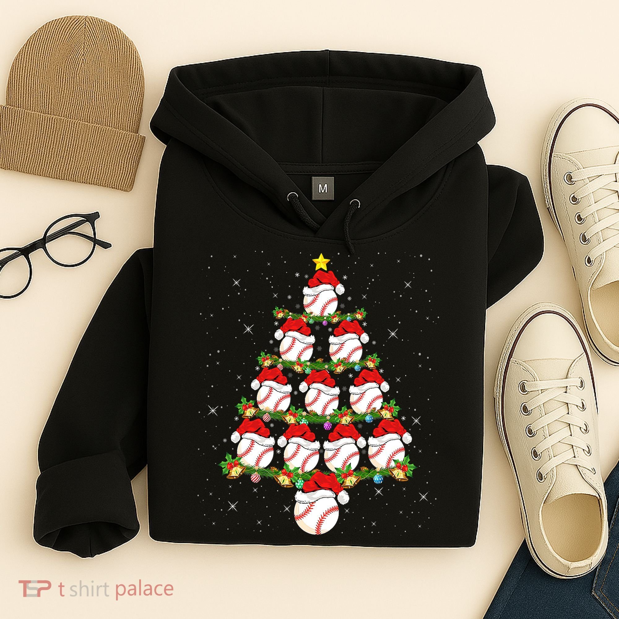 Baseball Ball Christmas Santa Love Lights Xmas Boys Hoodie
