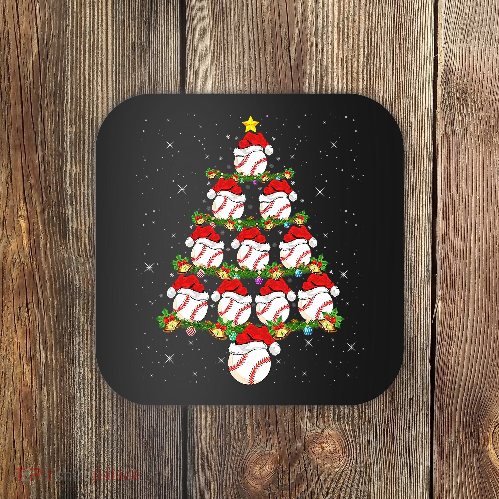 Baseball Ball Christmas Santa Love Lights Xmas Boys Coaster